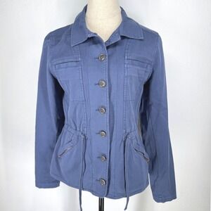 Aventura Womens Utility Chore Jacket Drawstring Small Granola Organic Cotton